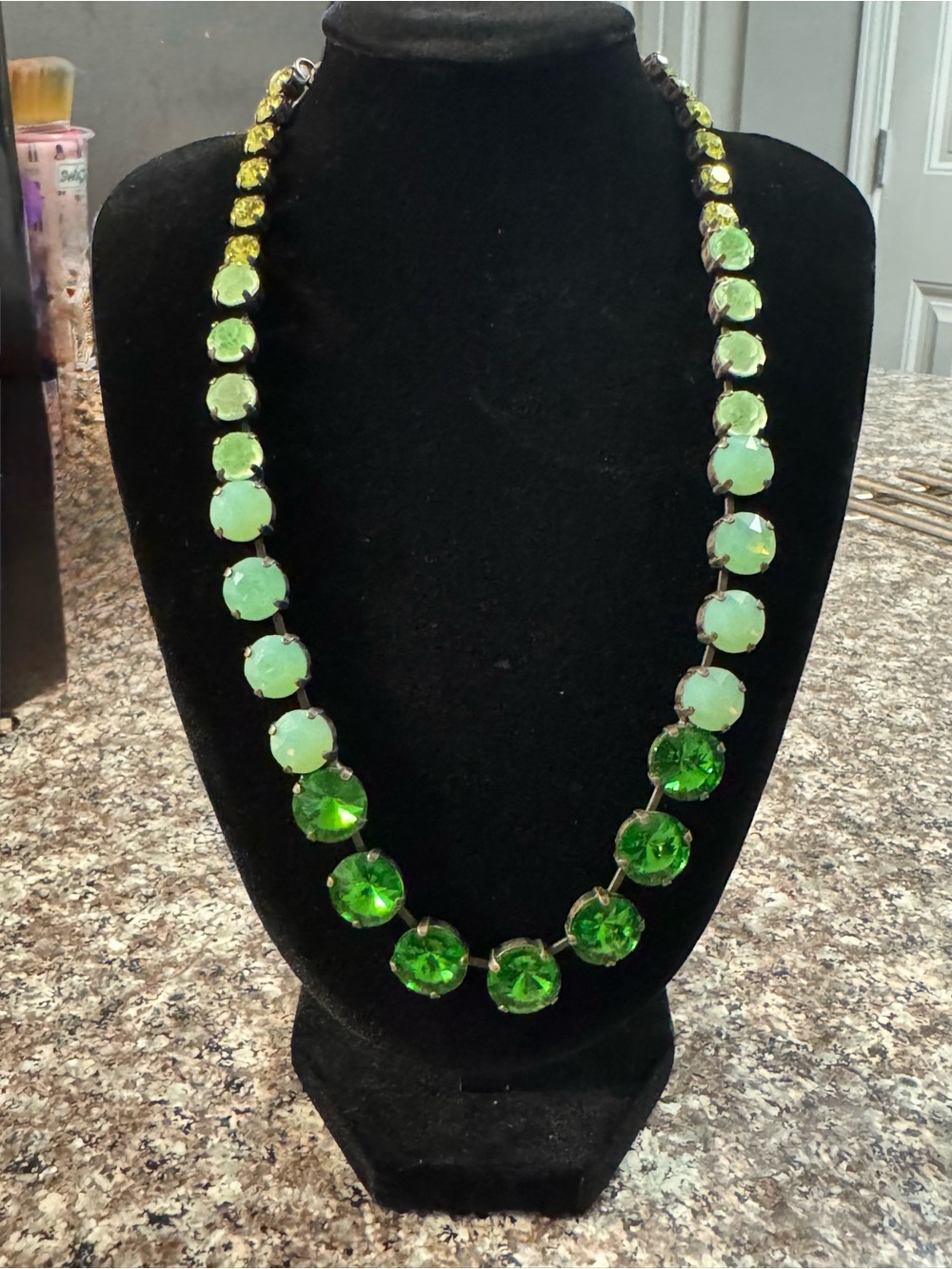 TOVA antique silver and green crystal necklace— Women Jewelry
